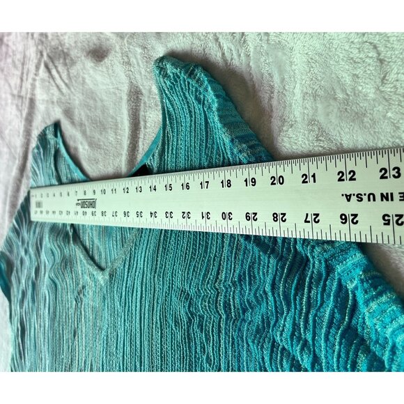 White House Black Market Womens Blue Metallic Knit Dolman Sleeve Tunic Blouse XL - Picture 4 of 10